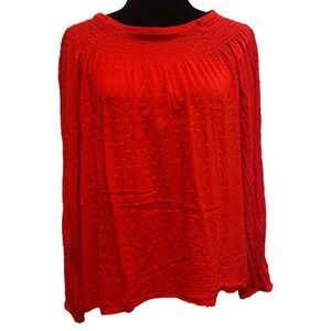 Gap Red Swiss Dot Long Sleeve‎ Blouse